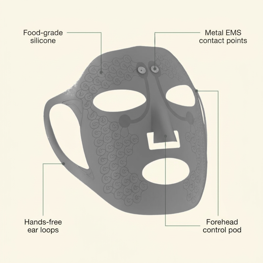 DermaSync wearable silicone EMS full-face mask — VOZA