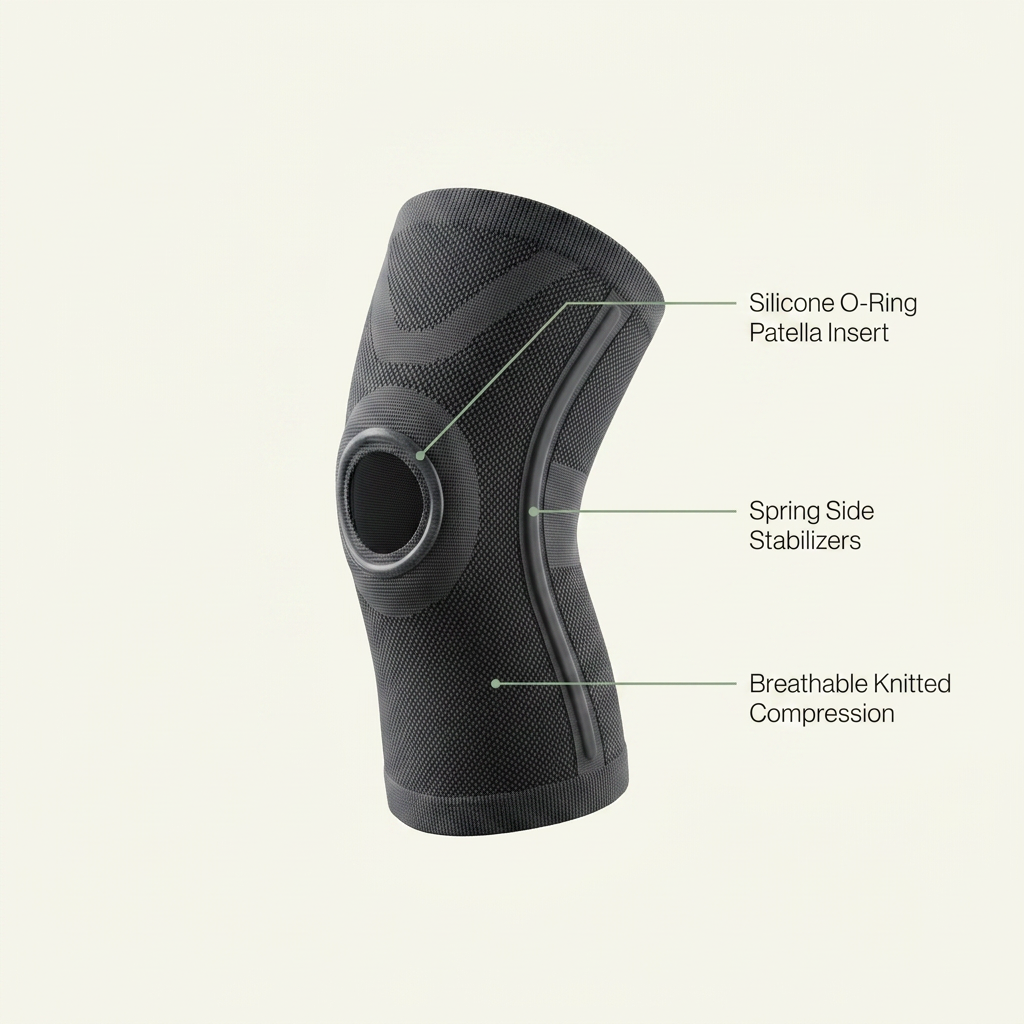 VOZA PatellaCore Knitted Knee Sleeve with Silicone O-Ring Insert & Spring Stabilizers — VOZA