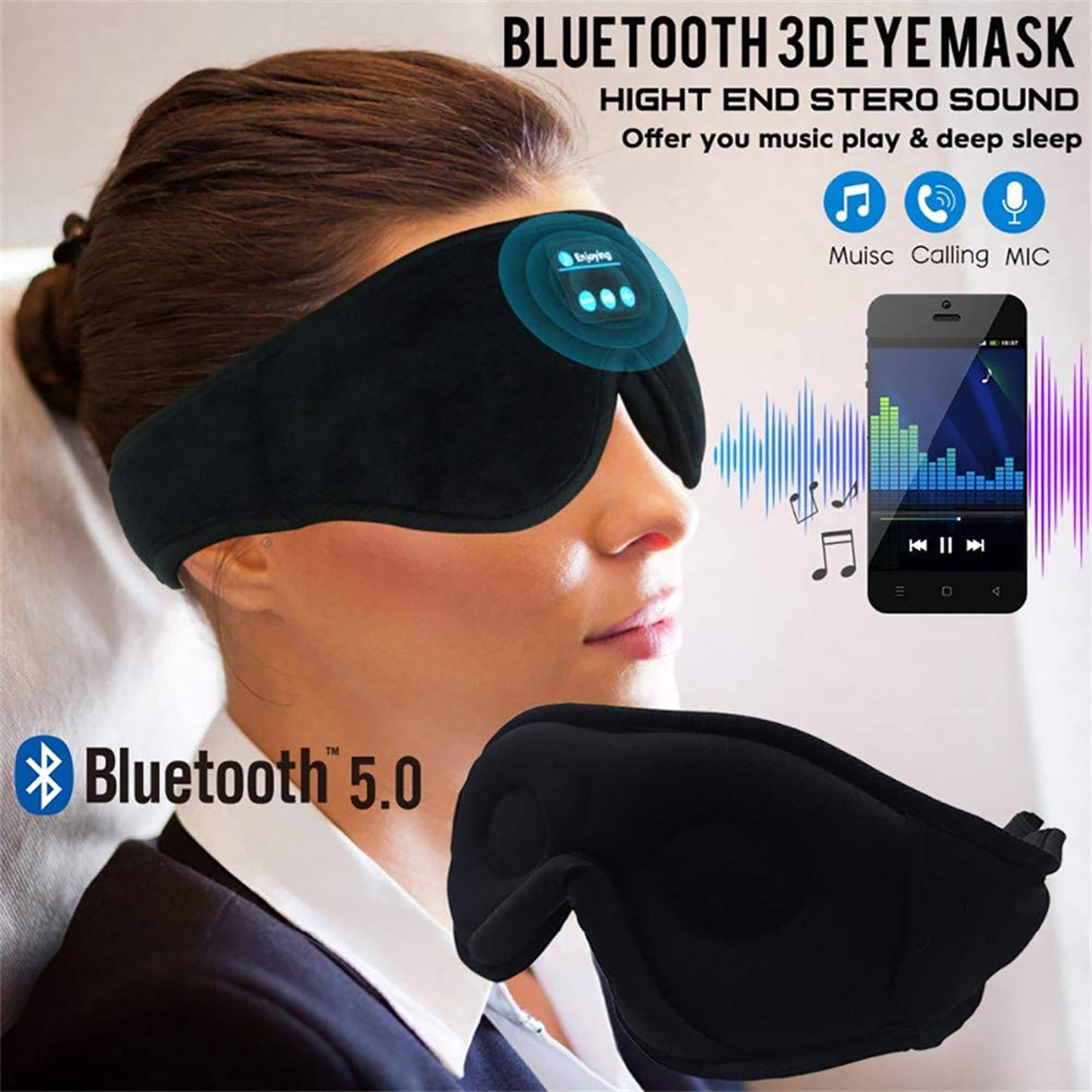 VOZA AuraSync Bluetooth Sleep Mask with Audio