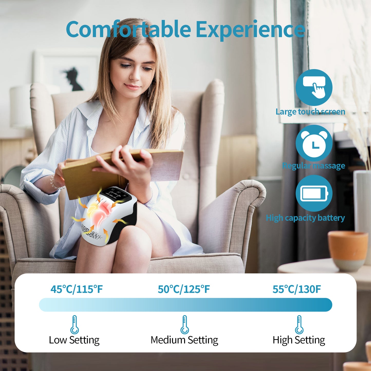 VOZA Kinex Smart Heated Knee Massager with Touchscreen