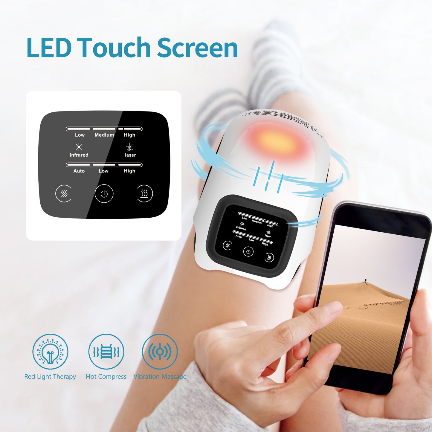 VOZA Kinex Smart Heated Knee Massager with Touchscreen