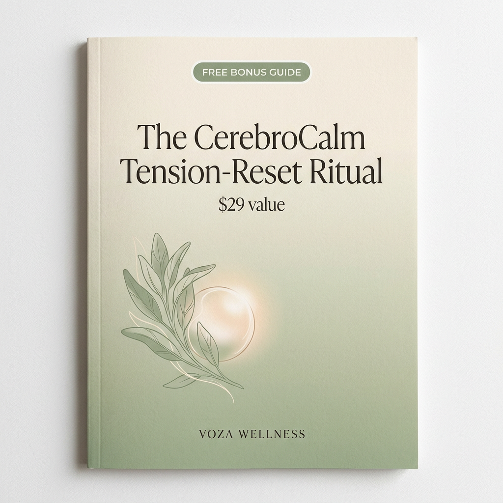 Free bonus guide cover — The CerebroCalm Tension-Reset Ritual (instant PDF, $29 value) · VOZA