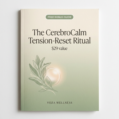 Free bonus guide cover — The CerebroCalm Tension-Reset Ritual (instant PDF, $29 value) · VOZA