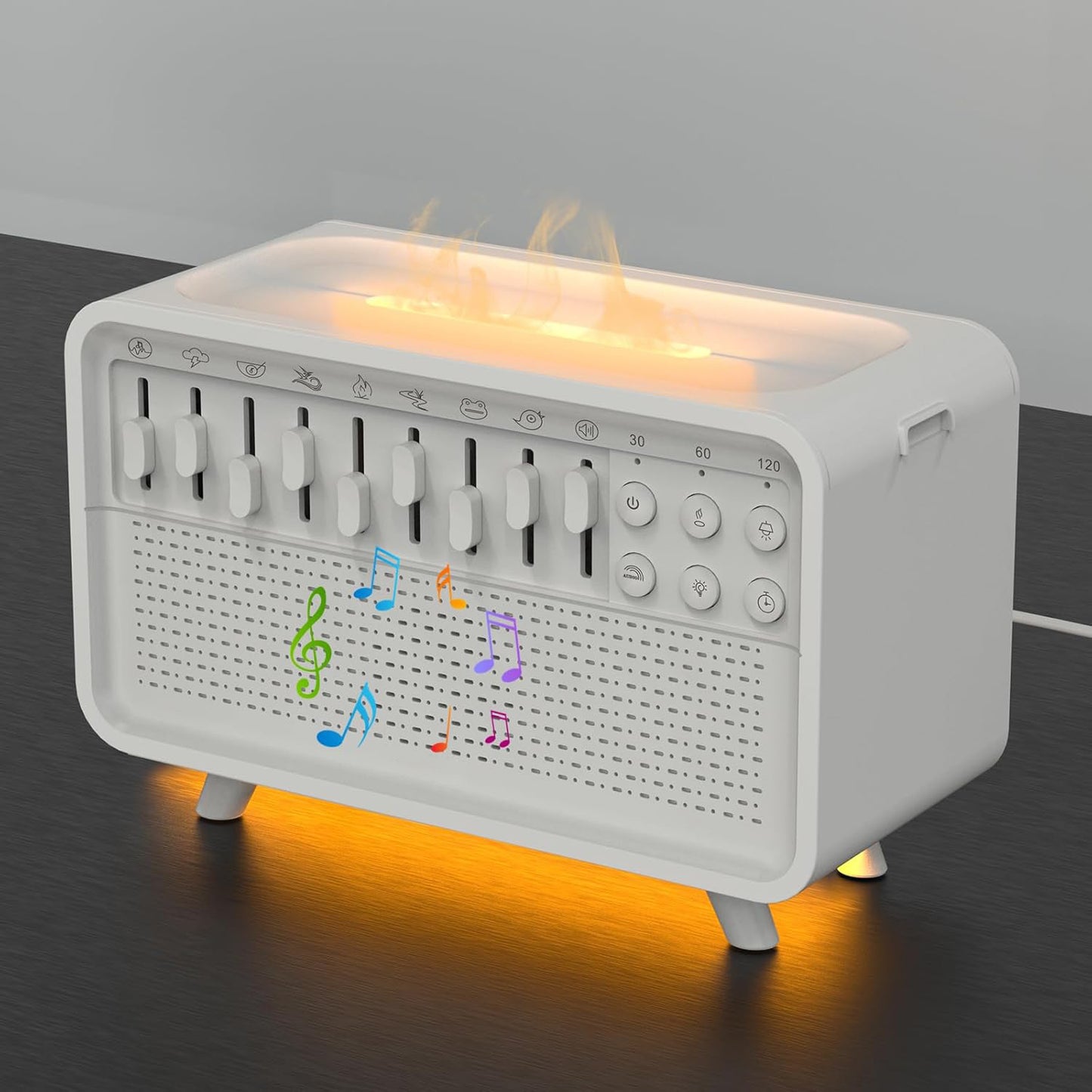 VOZA SomniCore 3-in-1 Flame Humidifier, White Noise & Sleep Light