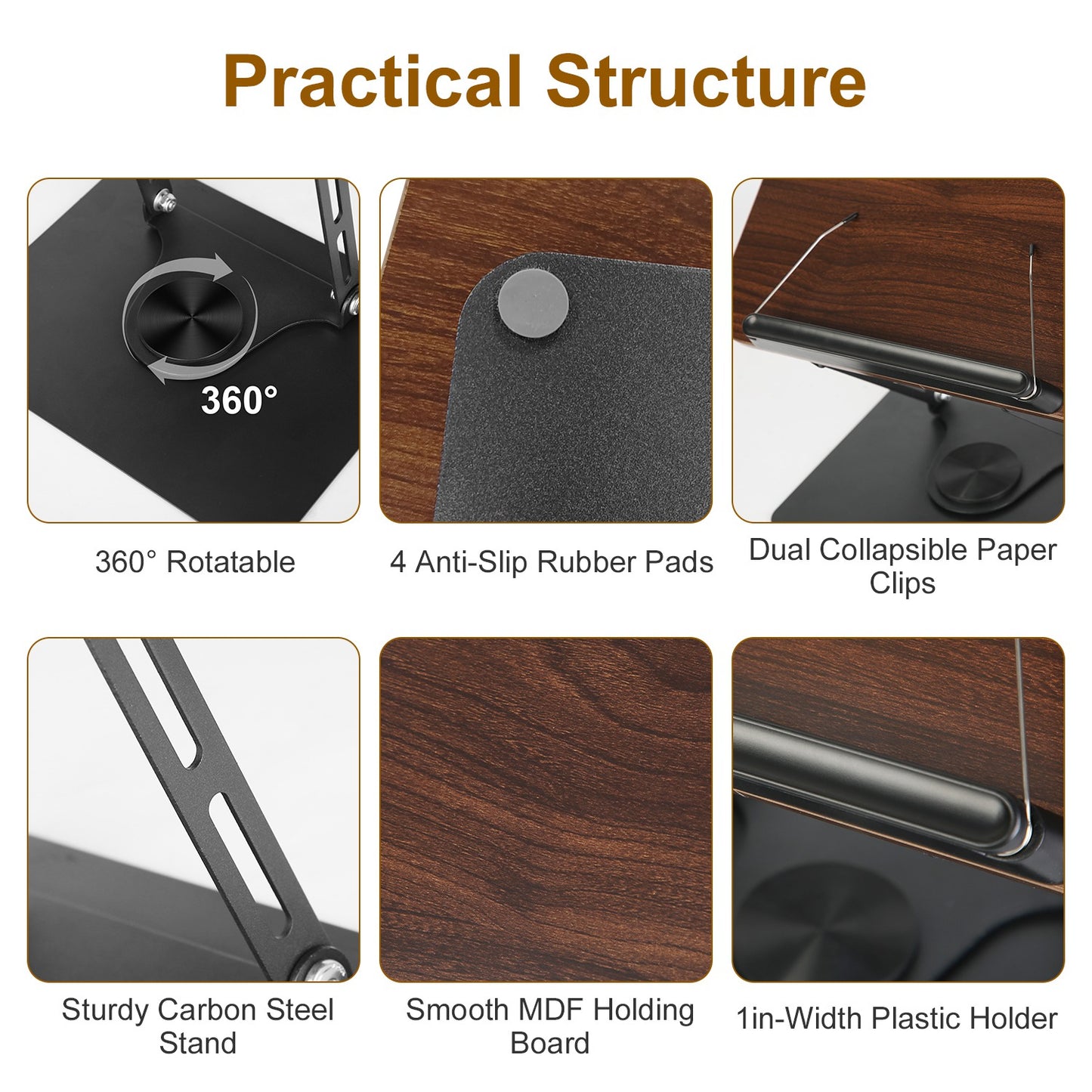 VOZA ErgoFlex Foldable Book & Tablet Stand with 360° Base