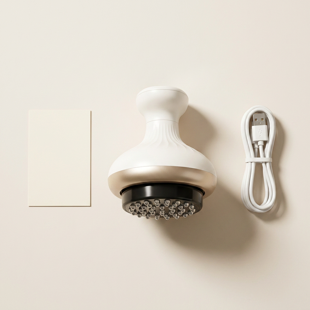 VOZA ThermaGlide box contents: massager and USB charging cable