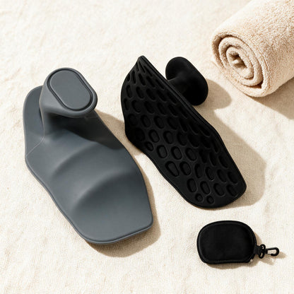 VOZA Kinetic Palm pads with travel pouch and towel, top-down flat-lay