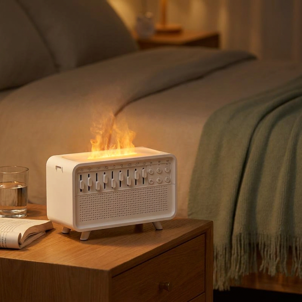 VOZA SomniCore 3-in-1 Flame Humidifier, White Noise & Sleep Light — VOZA