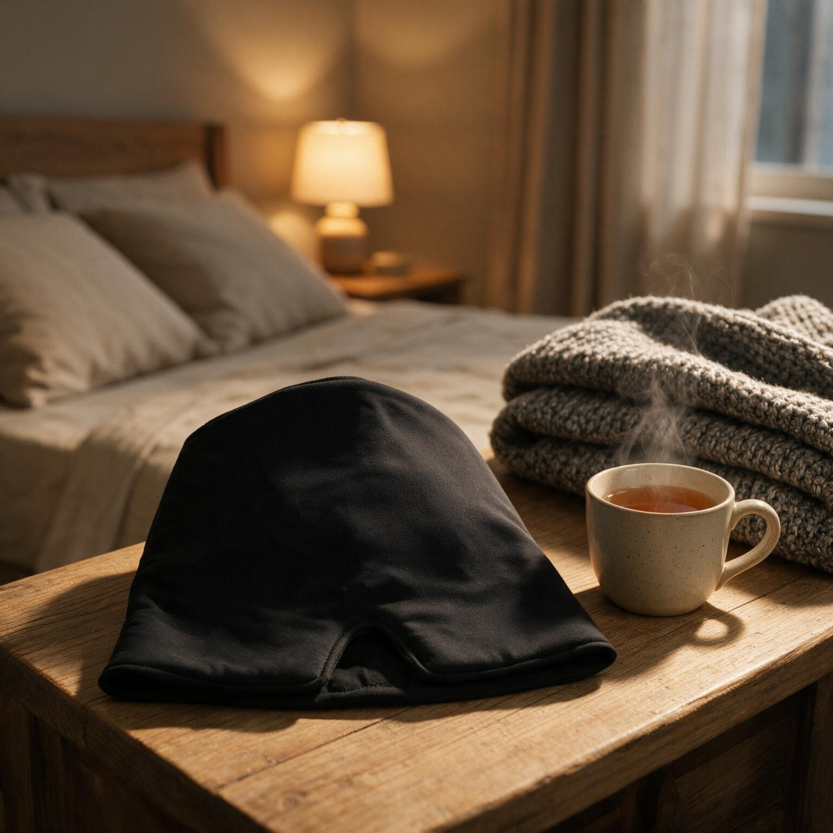 VOZA CryoForm wrap band on a bedside table as part of an evening wind-down ritual