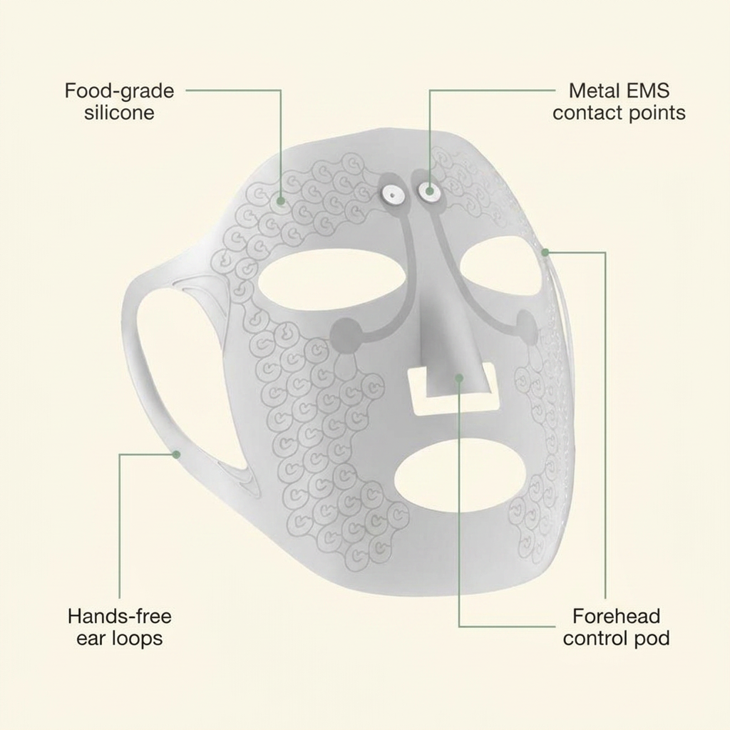 DermaSync wearable silicone EMS full-face mask — VOZA