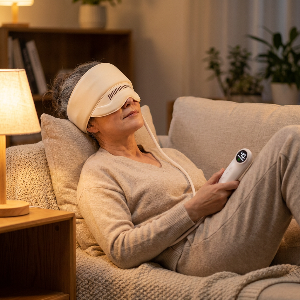 CerebroCalm airbag eye & forehead massager with corded remote — VOZA
