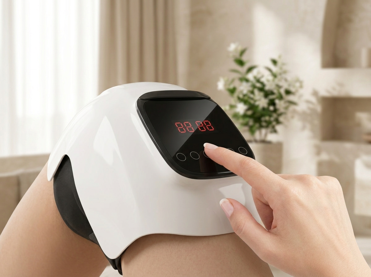 VOZA FlexRestore knee massager — touch control close-up