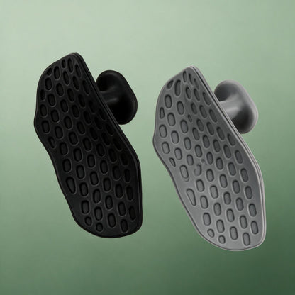 VOZA Kinetic Palm grip pads pair, black and graphite, honeycomb texture on sage backdrop