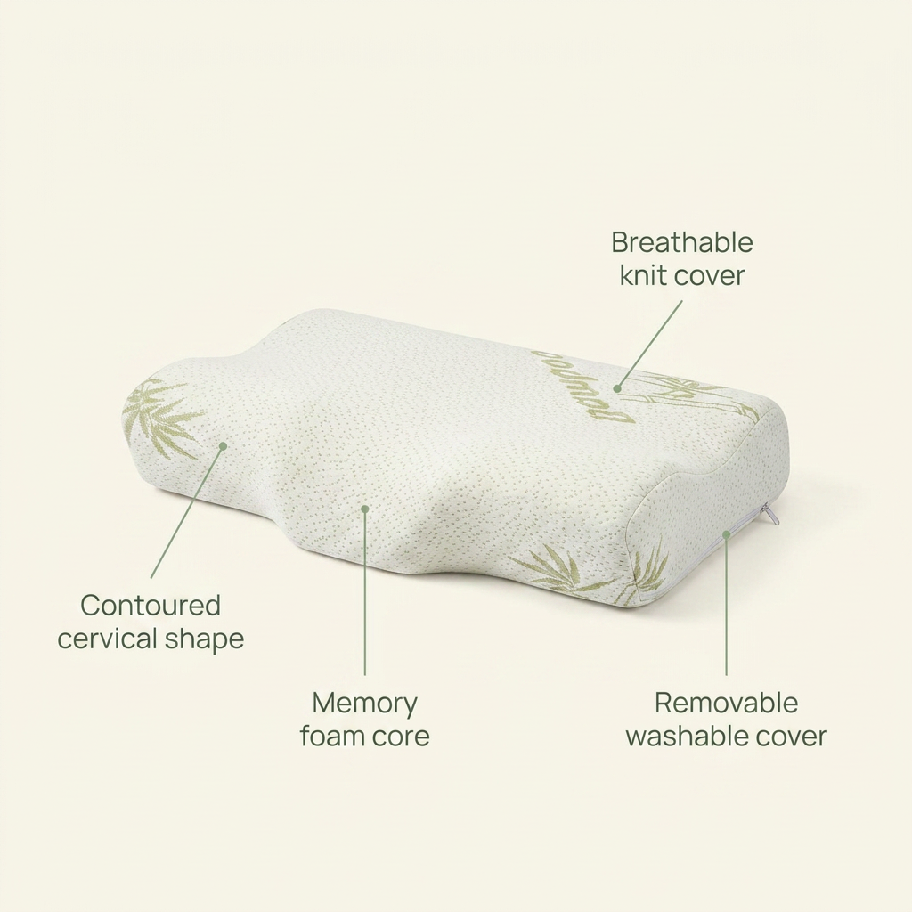 VOZA SomniCurve Memory Foam Cervical Neck Pillow — VOZA