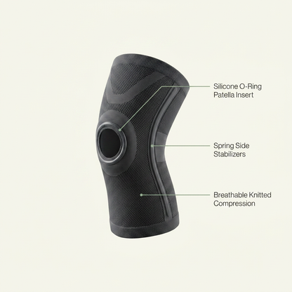 VOZA PatellaCore Knitted Knee Sleeve with Silicone O-Ring Insert & Spring Stabilizers — VOZA